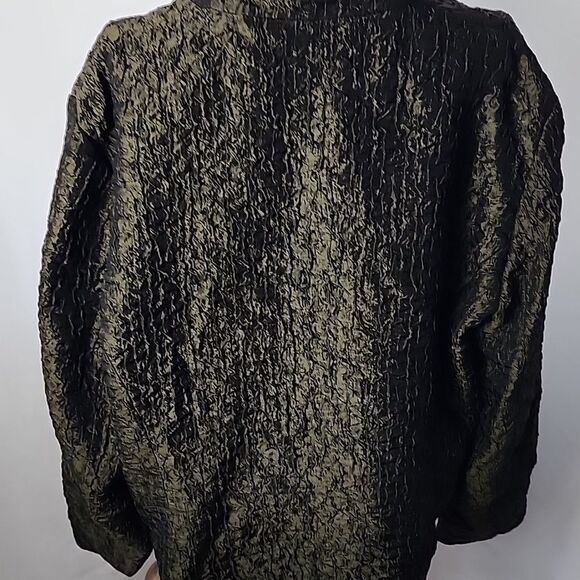 Lightweight Crinkle Fabric Deep Olive Jacket Blazer Size 12 - Picture 6 of 11